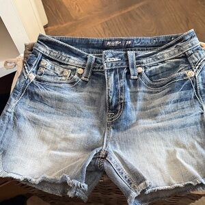 Miss Me Faded Light Blue Distressed Denim Shorts